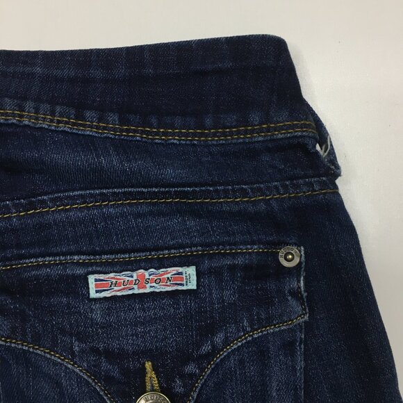HUDSON Dark Wash COLLIN FLAP Fray Raw Hem 5 Pocket Logo Hardware Skinny Jeans - Picture 12 of 13